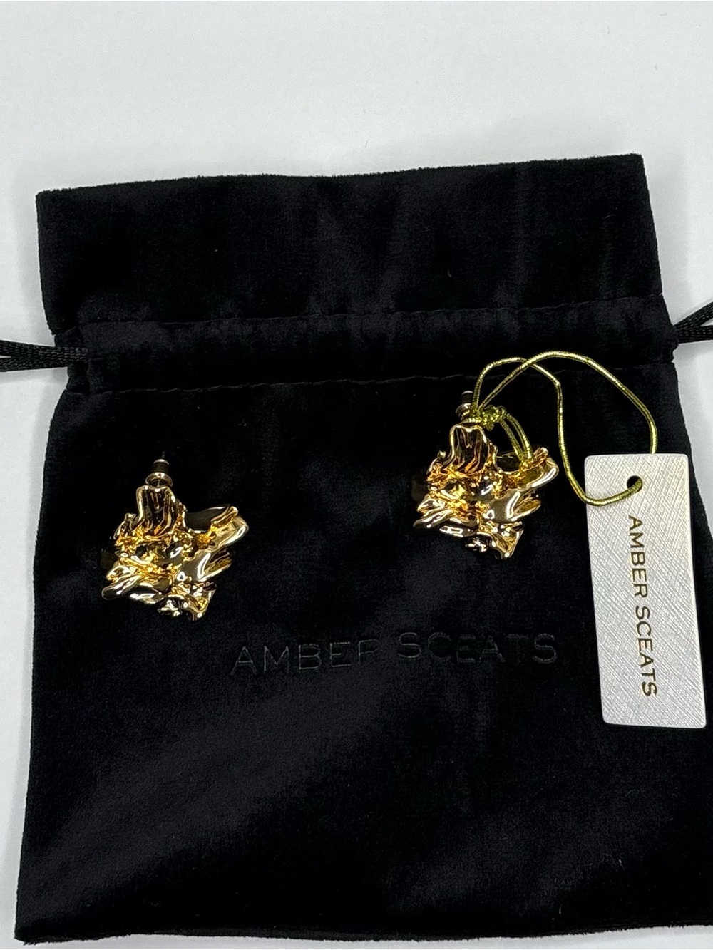 Amber Sceats Gold Organic Sculptural Drop Earrings